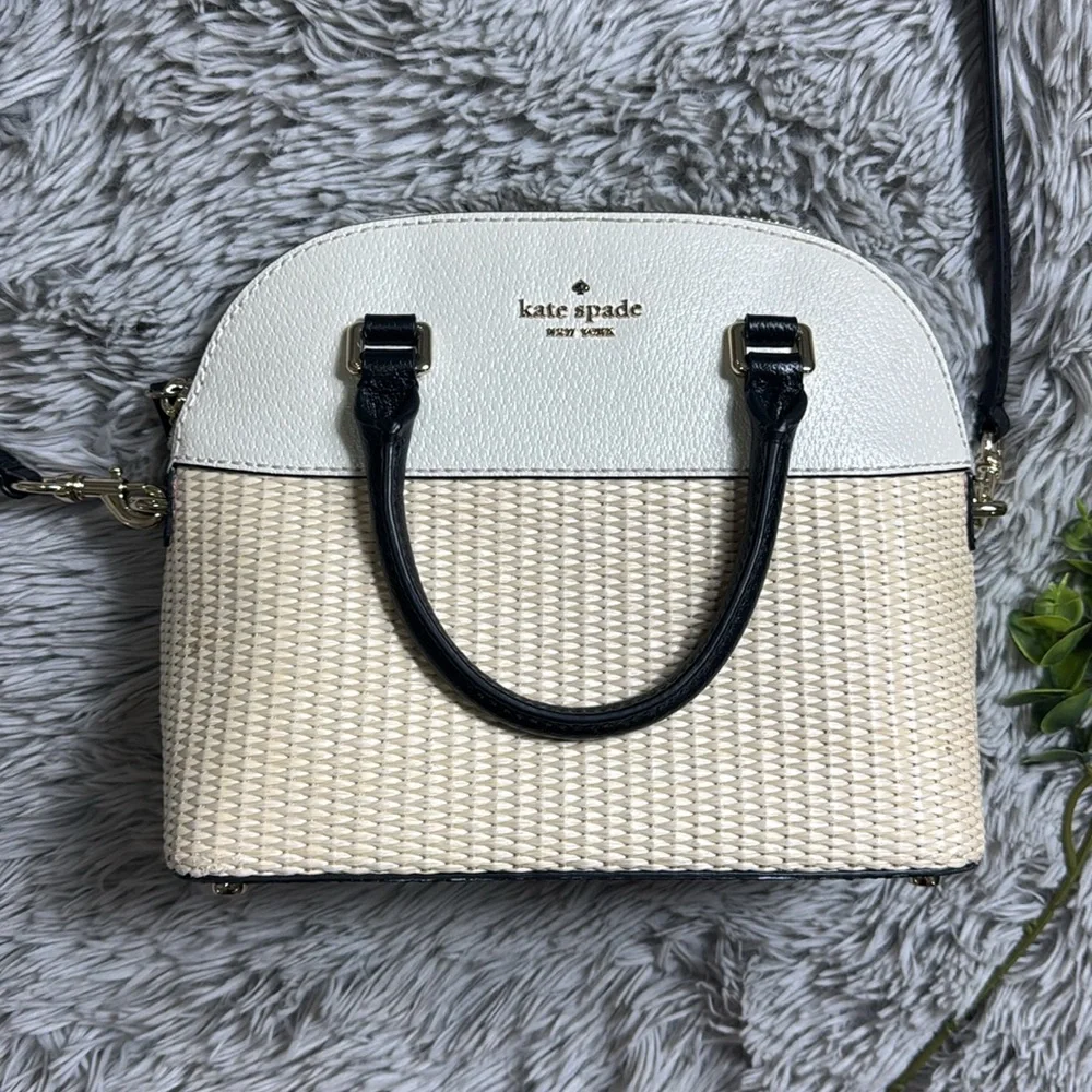 Kate Spade Grove Street mini Straw Carli satchel in beige